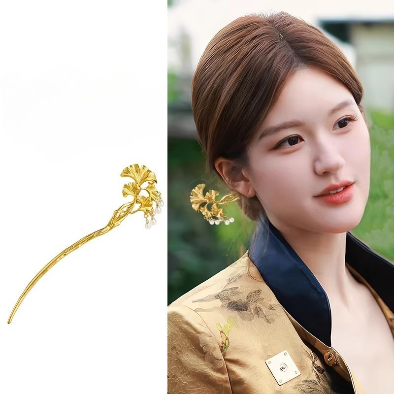 Hanbok Hair Pin - 1 Pieza Elegante Horquilla Dorada con